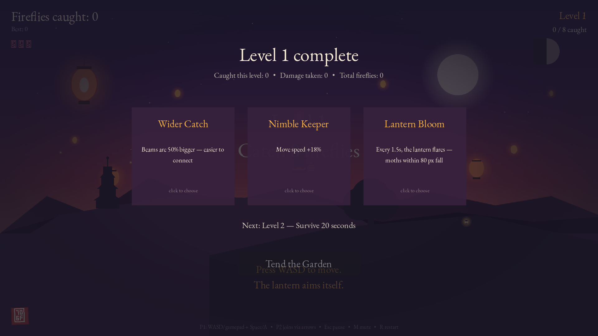 Level-up upgrade pick screen — three cards to choose from